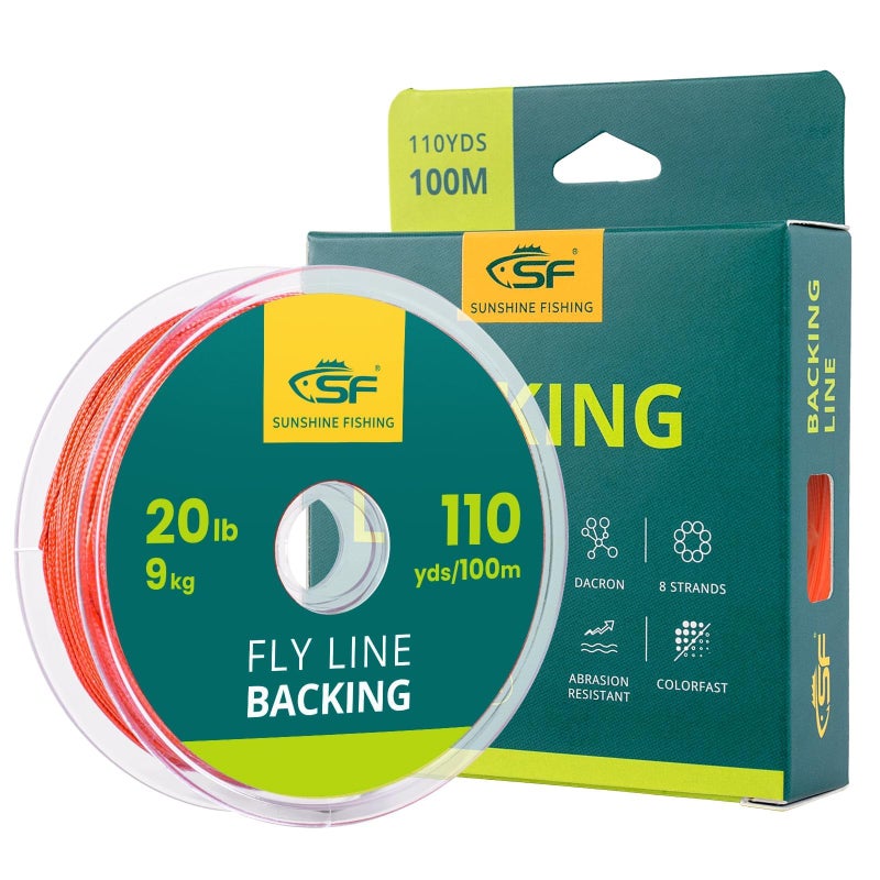 SF Braided Fly Fishing Trout Line Backing Line 20LB 100m/108yds Orange - Image 1